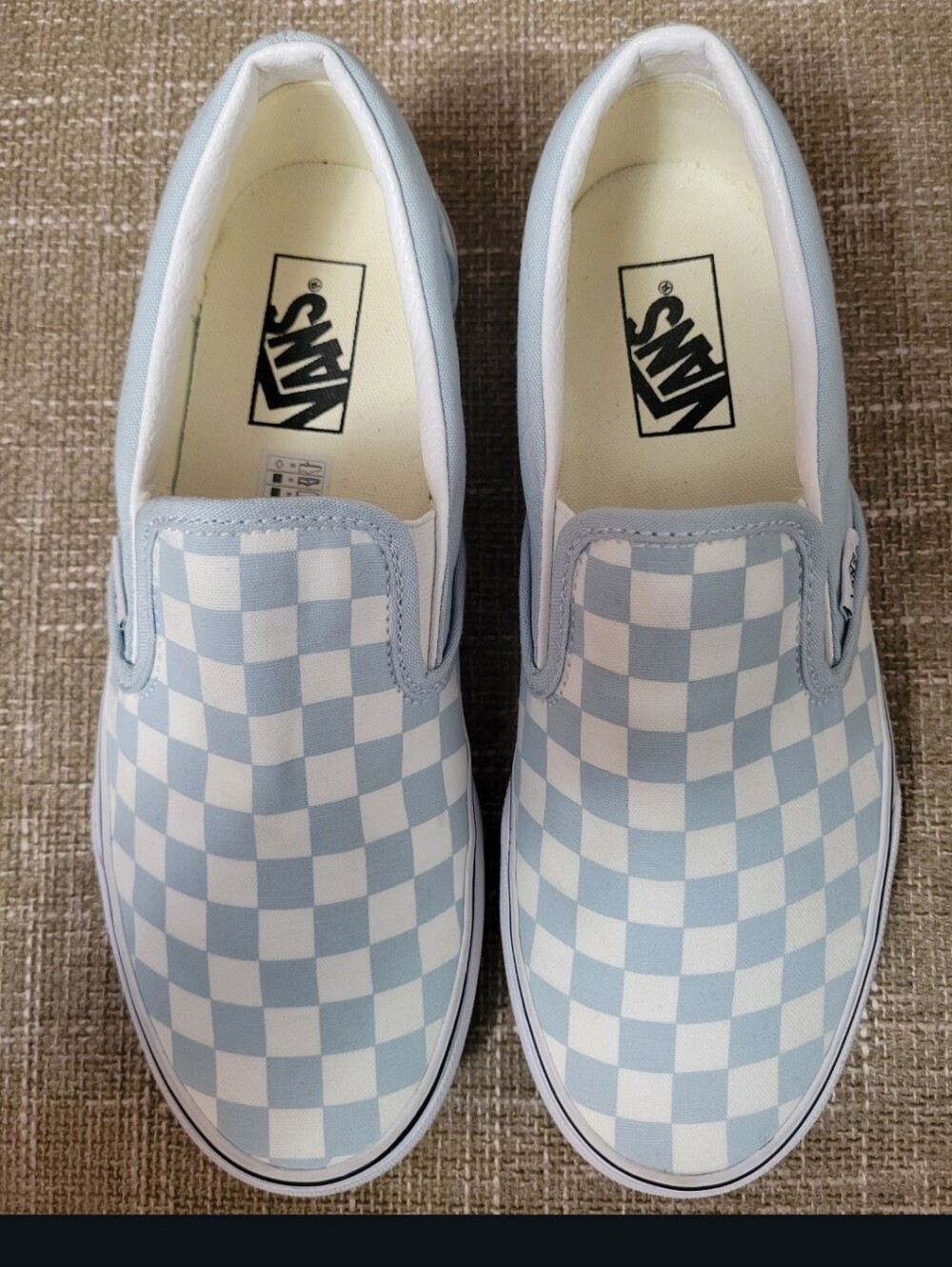 Vans Women Classic Slip-On Checkerboard Sneakers - Light Blue/White